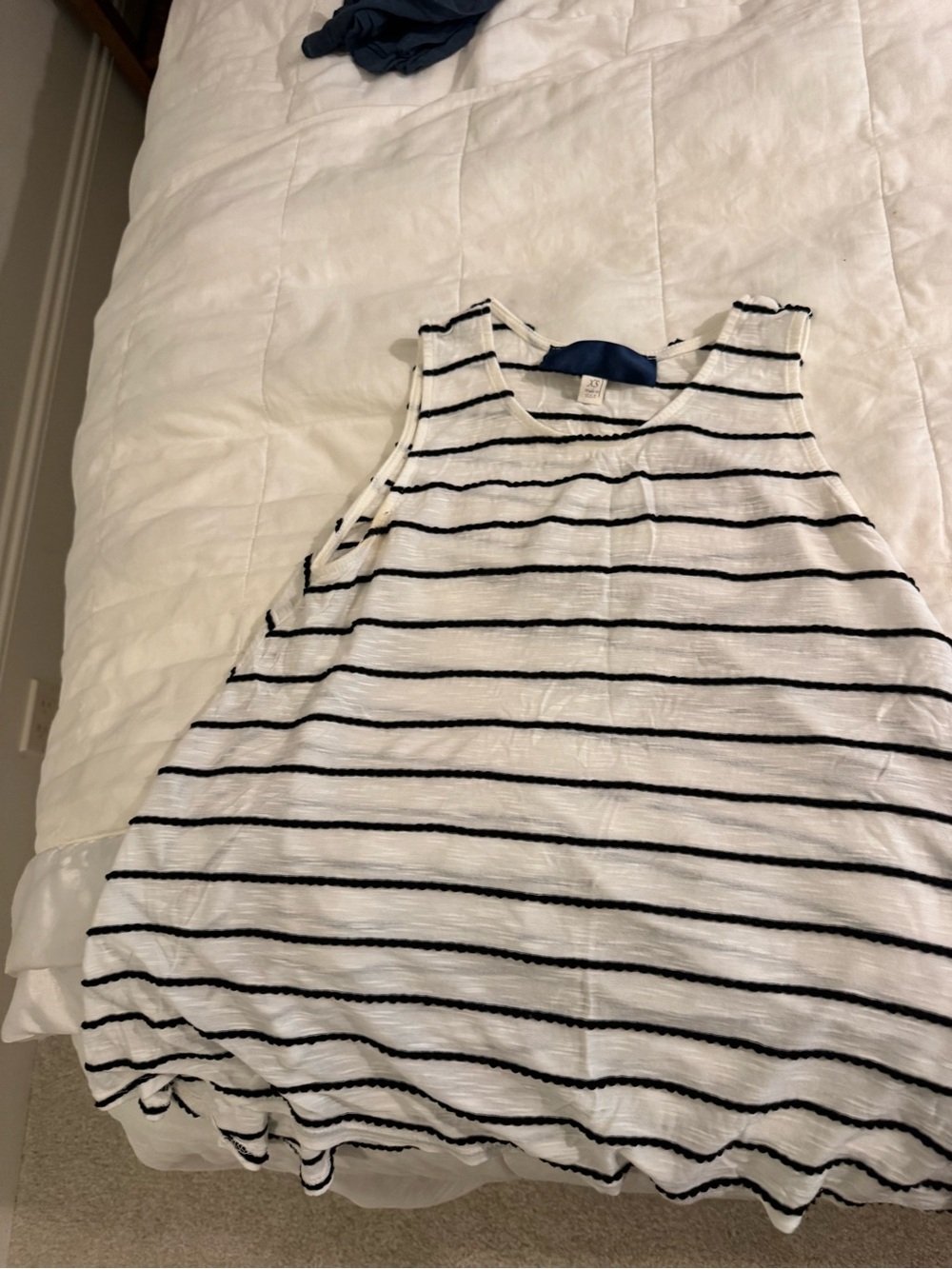 Women’s White & Black Striped Sleeveless Tank Top